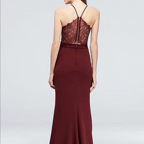 lace racerback scuba crepe mermaid gown